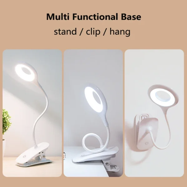 LED Desk Lamp Clip On Type USB Charging With Built In Lithium Battery Touch Dimming 3 Modes Learning Reading Table Lamp - Image 6