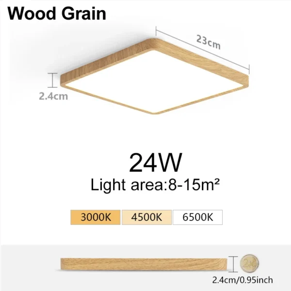 MARPOU 2.4cm Ultra thin led ceiling light Square Wood Grain ceiling lamps for living room 220V 110V led lights for room Bedroom - Image 7