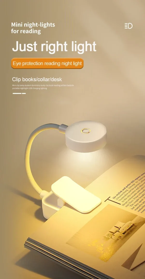 Portable LED Book Lamp Reading Small Table Lamps Eye Protection 3 Colors for Bedroom Study Bedside Student Book clip Night Light - Image 11