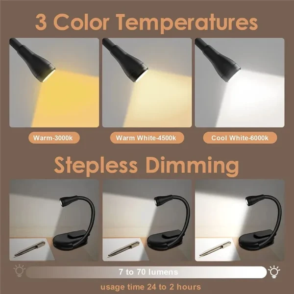 Portable LED Book Lamp Reading Small Table Lamps Eye Protection 3 Colors for Bedroom Study Bedside Student Book clip Night Light - Image 28