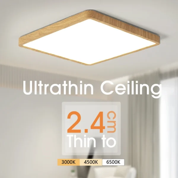 MARPOU 2.4cm Ultra thin led ceiling light Square Wood Grain ceiling lamps for living room 220V 110V led lights for room Bedroom - Image 10