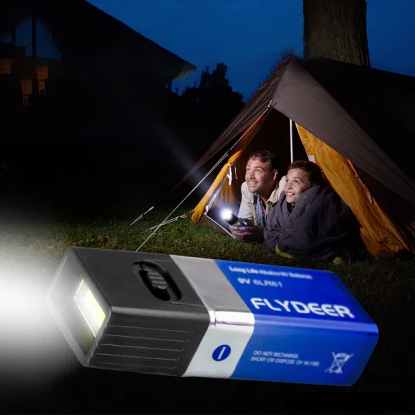 9V Battery Flashlight 9V Mini LED Key Light 6F22 Battery COB Outdoor Lighting Work Light Battery Not Included - Image 2