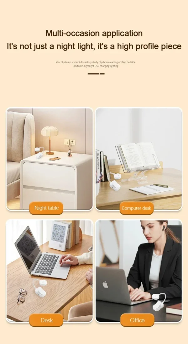 Portable LED Book Lamp Reading Small Table Lamps Eye Protection 3 Colors for Bedroom Study Bedside Student Book clip Night Light - Image 19