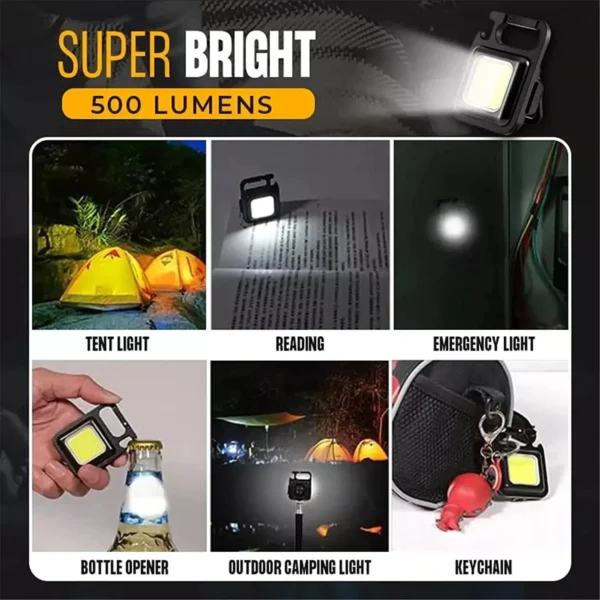 Super Bright Mini COB Keychain Portable light Flashlight Portable Lamp with Magnet USB Charging Waterproof Lighting Camping Lamp - Image 6