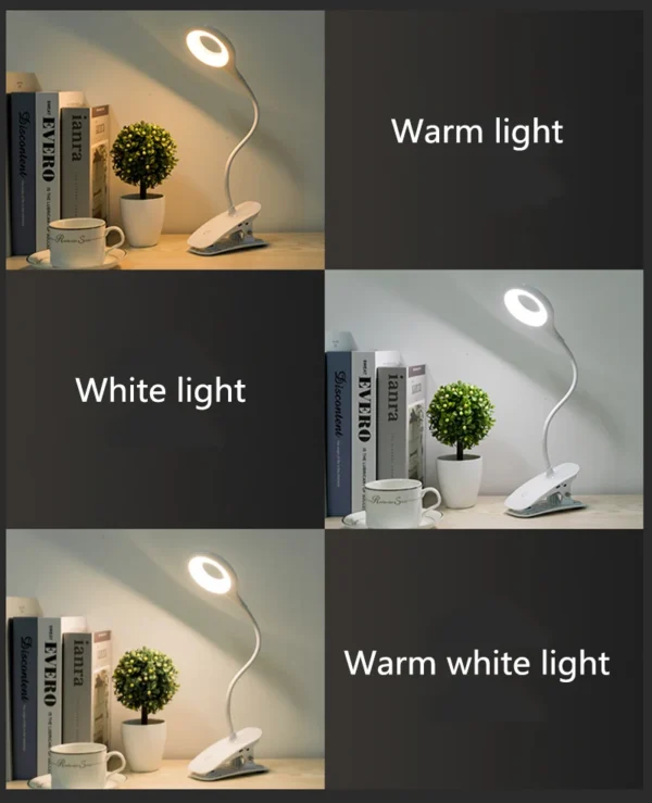 LED Desk Lamp Clip On Type USB Charging With Built In Lithium Battery Touch Dimming 3 Modes Learning Reading Table Lamp - Image 9