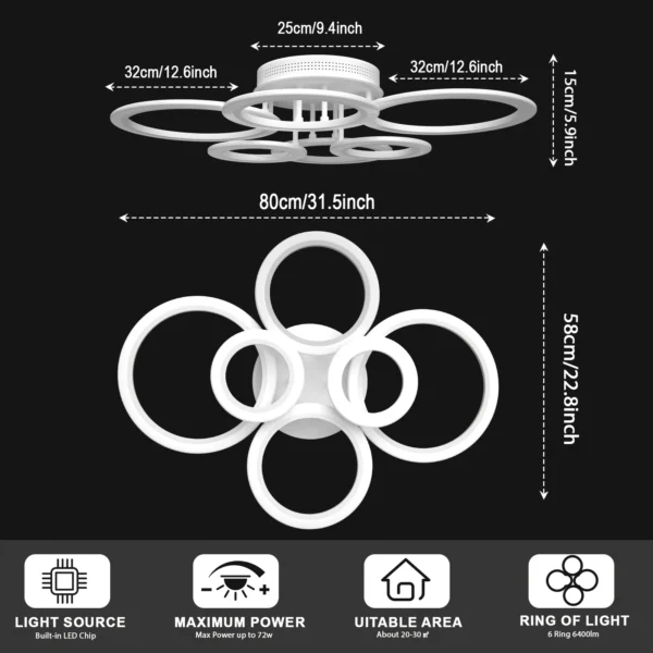 Modern Led Ceiling Light Ceiling Lamp Led Chandelier Suitable For Bedrooms Living Rooms Kitchen Dining Lighting Decor - Image 4