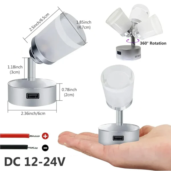 Dimmable Camper Light DC 12-24V 3W Van Caravan Boat Bedside Lamp Wall Light 3 Colors Touch Switch RV Interior LED Lighting - Image 5