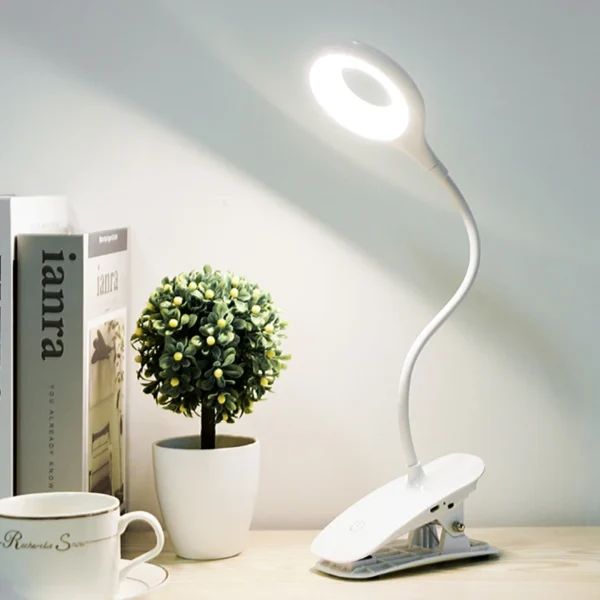 LED Desk Lamp Clip On Type USB Charging With Built In Lithium Battery Touch Dimming 3 Modes Learning Reading Table Lamp - Image 2