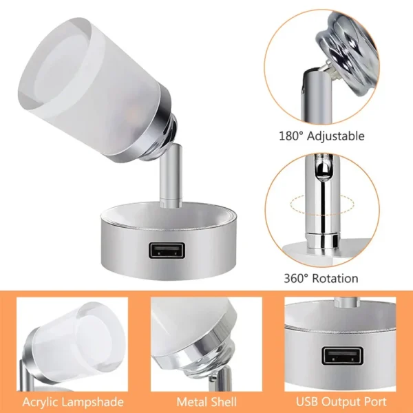 Dimmable Camper Light DC 12-24V 3W Van Caravan Boat Bedside Lamp Wall Light 3 Colors Touch Switch RV Interior LED Lighting - Image 3