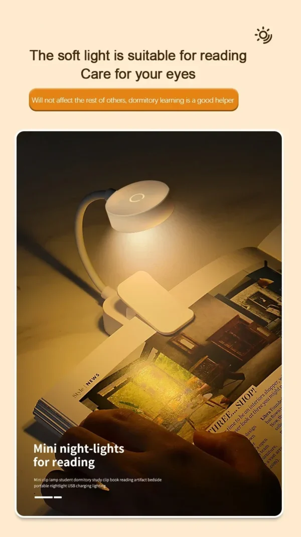 Portable LED Book Lamp Reading Small Table Lamps Eye Protection 3 Colors for Bedroom Study Bedside Student Book clip Night Light - Image 14