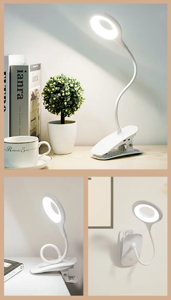 LED Desk Lamp Clip On Type USB Charging With Built In Lithium Battery Touch Dimming 3 Modes Learning Reading Table Lamp - Image 10