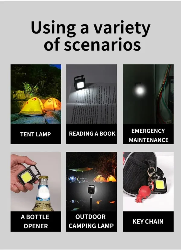 Super Bright Mini COB Keychain Portable light Flashlight Portable Lamp with Magnet USB Charging Waterproof Lighting Camping Lamp - Image 22