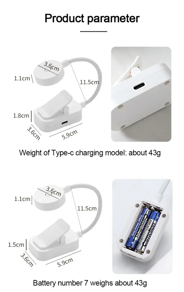Portable LED Book Lamp Reading Small Table Lamps Eye Protection 3 Colors for Bedroom Study Bedside Student Book clip Night Light - Image 20