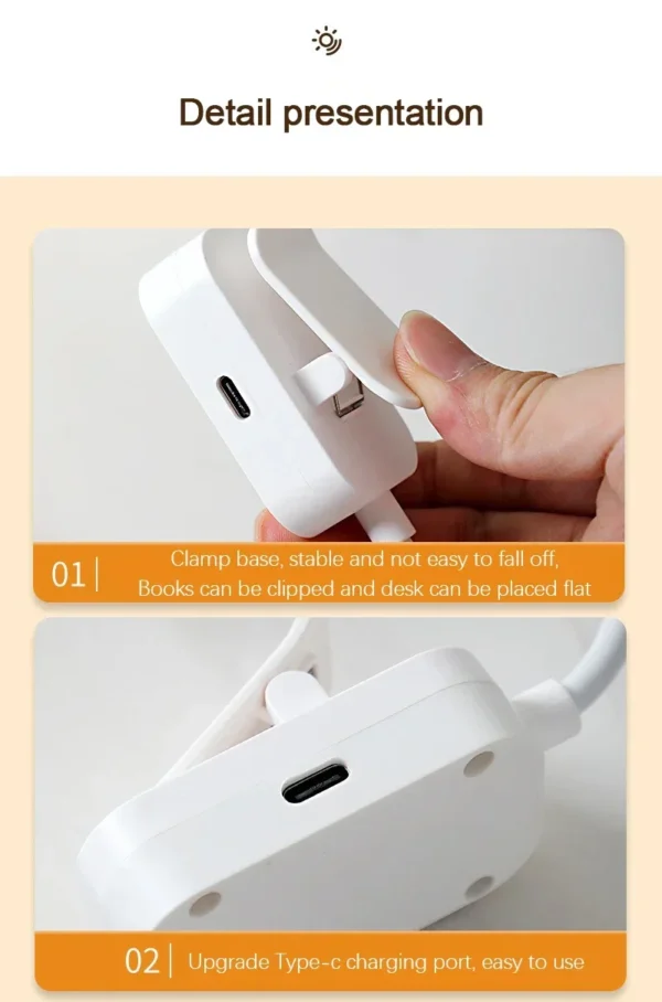 Portable LED Book Lamp Reading Small Table Lamps Eye Protection 3 Colors for Bedroom Study Bedside Student Book clip Night Light - Image 21