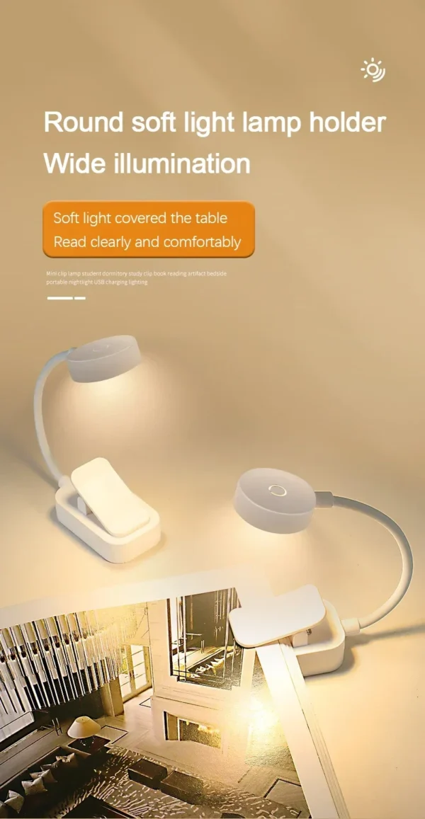 Portable LED Book Lamp Reading Small Table Lamps Eye Protection 3 Colors for Bedroom Study Bedside Student Book clip Night Light - Image 12