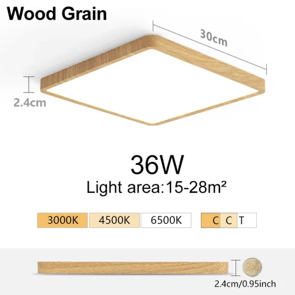 MARPOU 2.4cm Ultra thin led ceiling light Square Wood Grain ceiling lamps for living room 220V 110V led lights for room Bedroom - Image 5